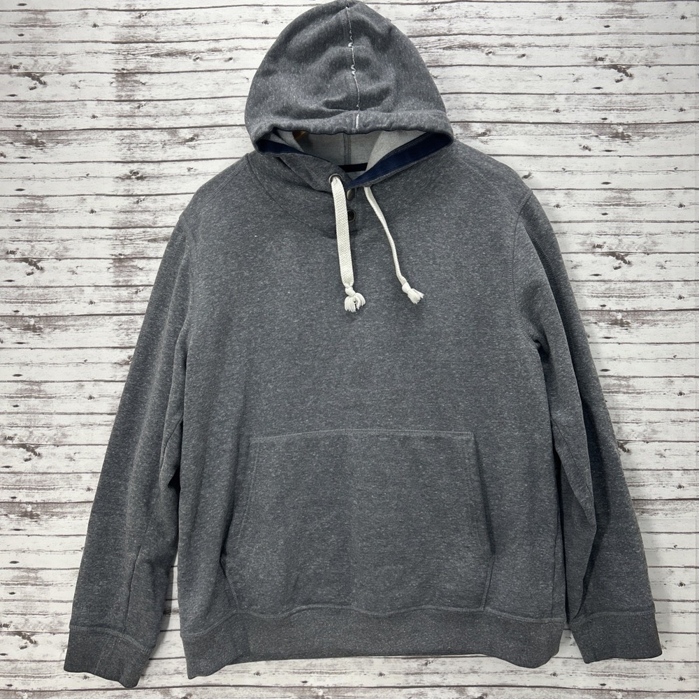 Carbon2Cobalt Hoodie Mens Large Gray Pullover Sweatshirt Snap Buttons Fleece